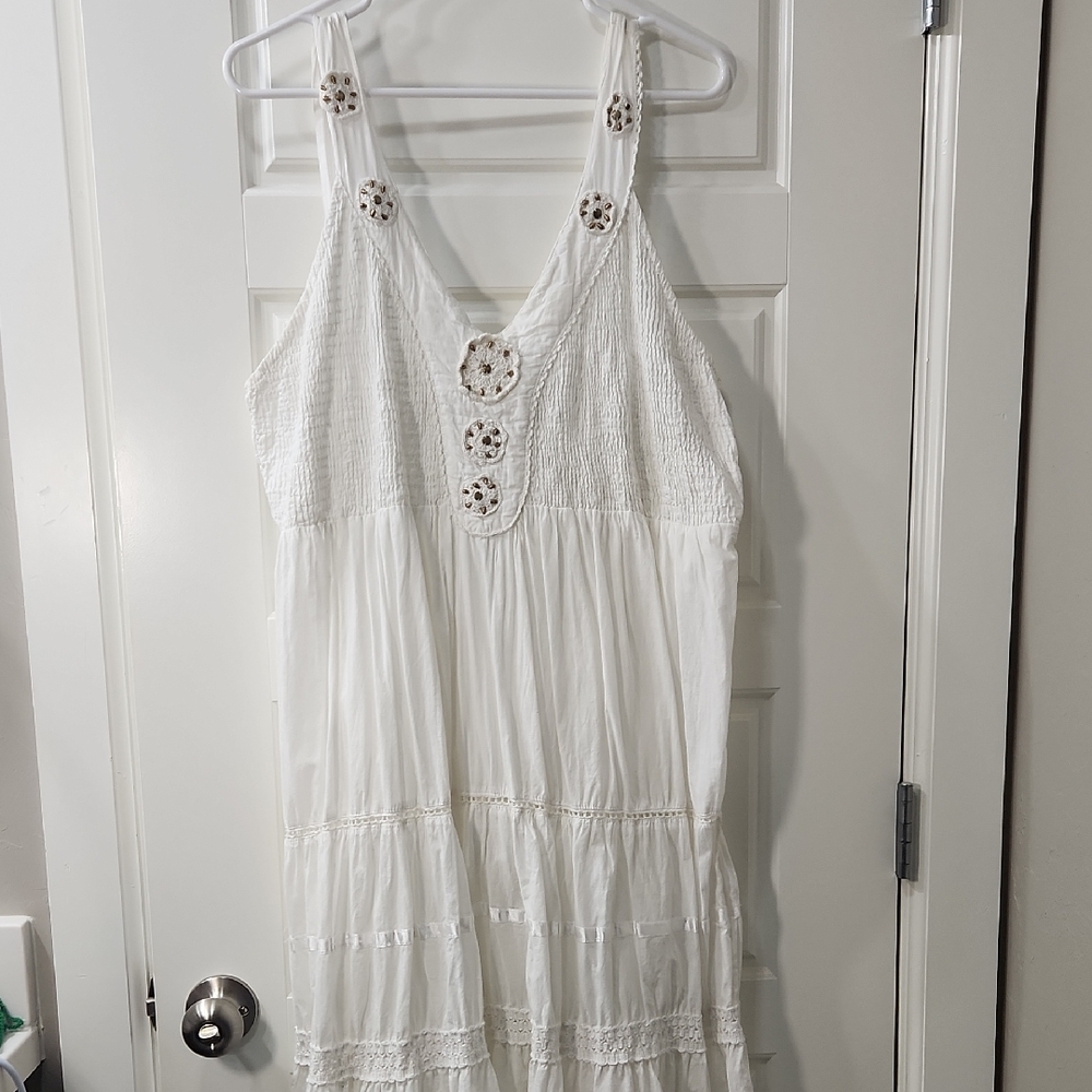 Magic White Maxi Dress with Crochet Accents